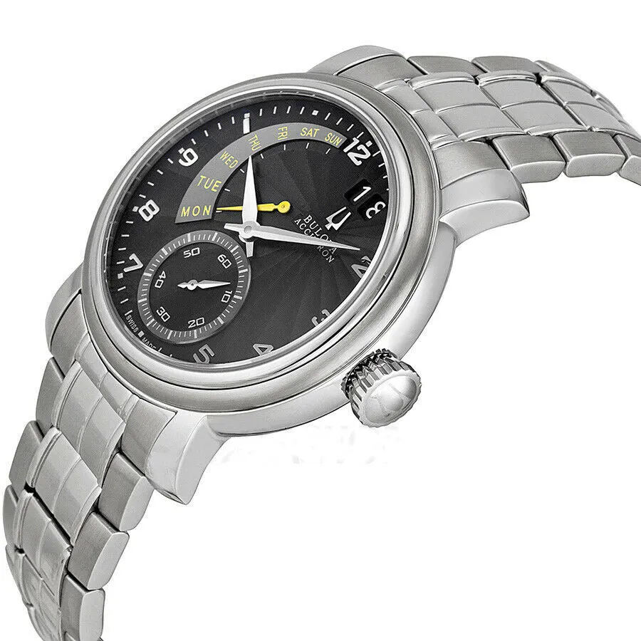 Accutron by Bulova Amerigo Stainless Steel Mens Watch Retrograde Calendar 63C103