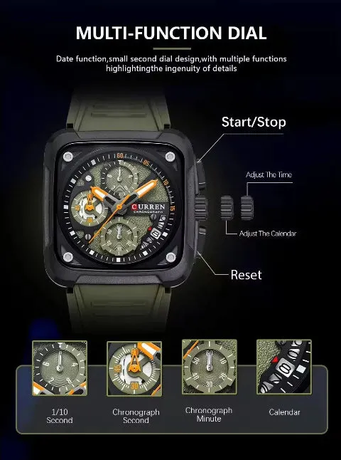 Curren Luxury Silicone Strap Men's Watch (Dial 4.2cm) - CUR228