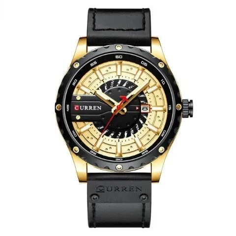 Curren Men's Waterproof Leather Band Watch (Dial 4.8cm) - CUR209