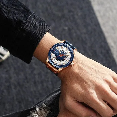 Curren Men's Waterproof Leather Band Watch (Dial 4.8cm) - CUR209