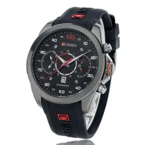 Curren Silicone Band Chronograph Watch ( Dial 4.7cm) - CUR 128