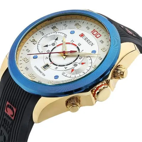 Curren Silicone Band Chronograph Watch ( Dial 4.7cm) - CUR 128