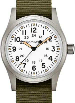 Khaki Field Mechanical Handwinding White 38 - Green Nylon Strap Ref. H69439411