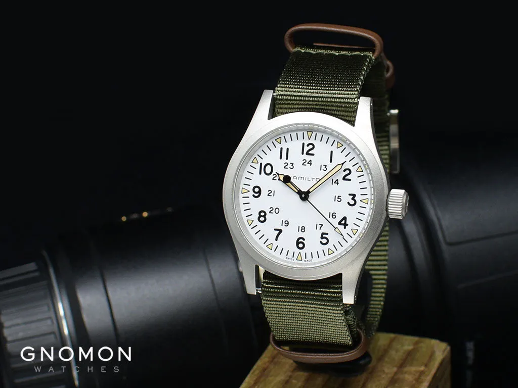 Khaki Field Mechanical Handwinding White 38 - Green Nylon Strap Ref. H69439411