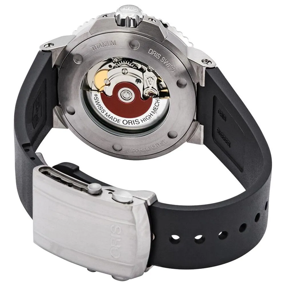 Oris Aquis Automatic Titanium Black Rubber Strap Grey Dial Date Divers Mens Watch 733 7730 7153-RS