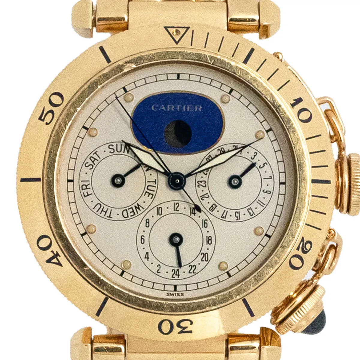 Pasha 38mm Quartz Yellow Gold Perpetual Calender 1990 - 30002