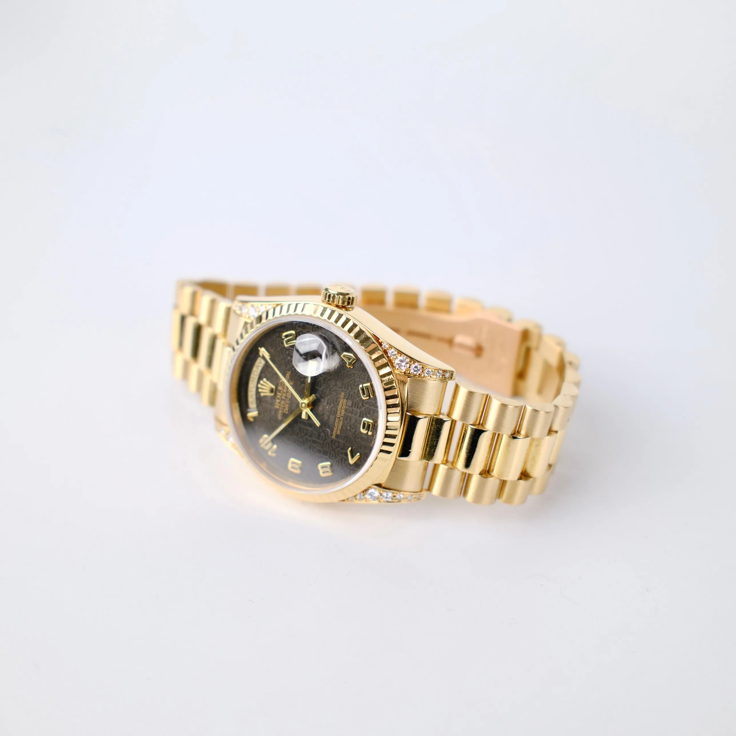 Rolex Day Date 36mm Gold Diamond Bronze Dial Watch