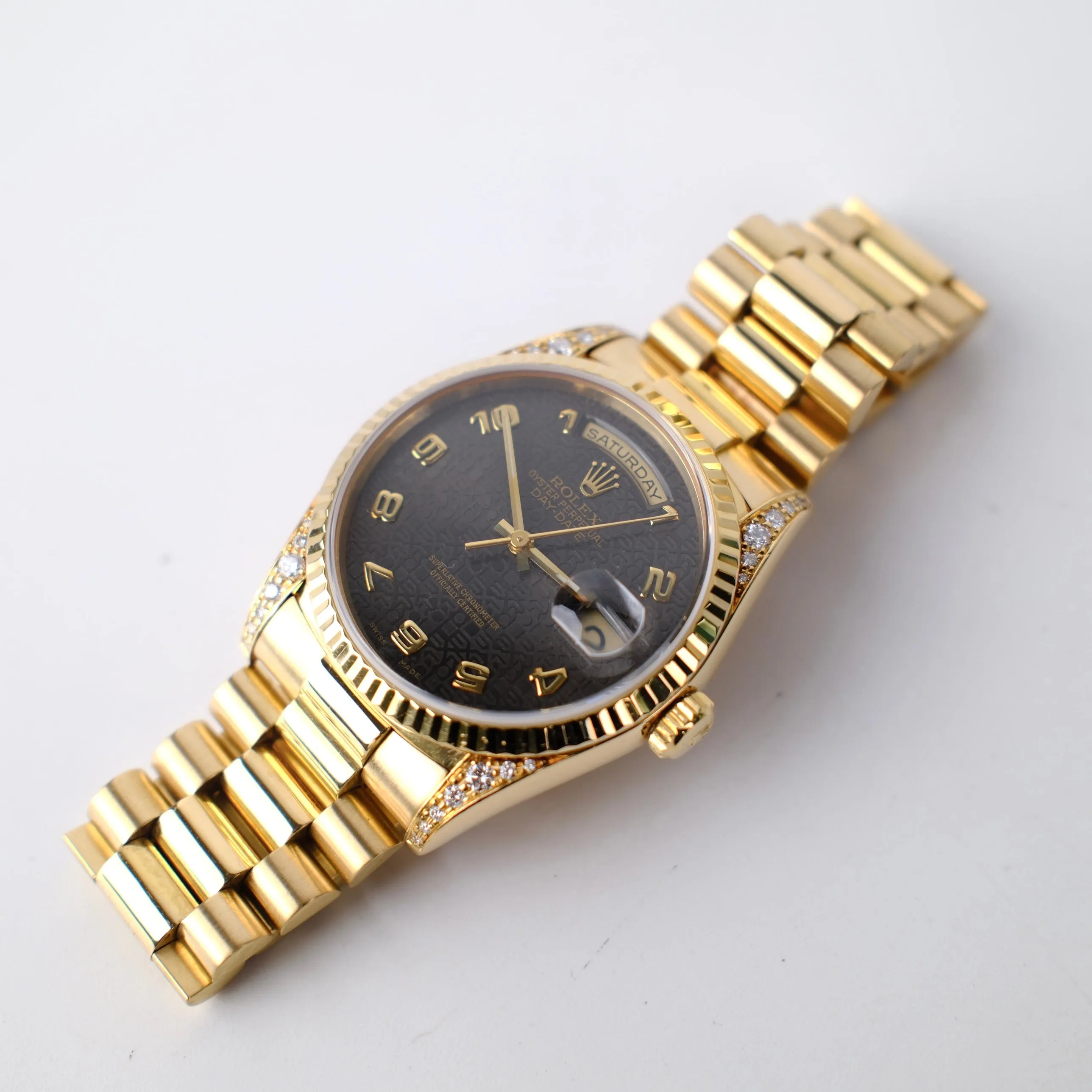 Rolex Day Date 36mm Gold Diamond Bronze Dial Watch