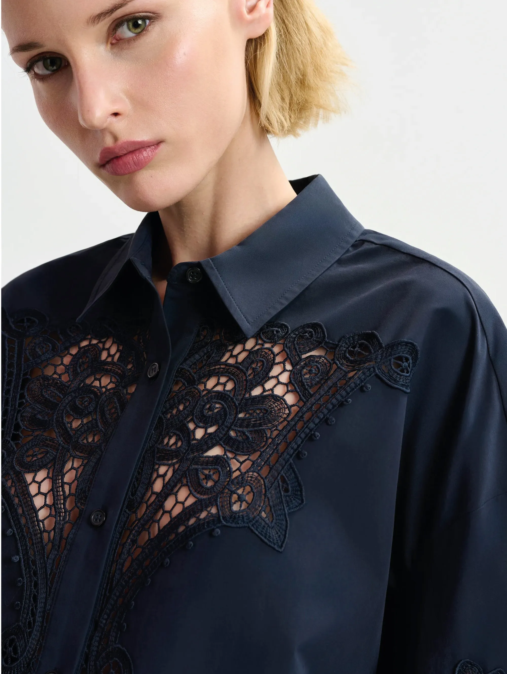 Striped Shirt with Blue Lace